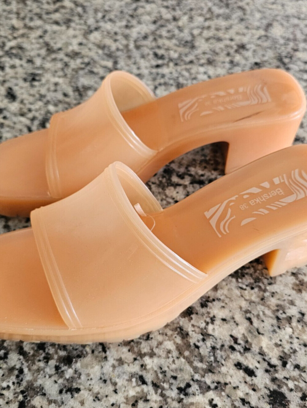 Bershka Womens Sz 38 (US 7-7.5) Pastel Orange Jelly Sandals Chunky Platform